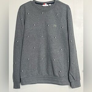 Lacoste Gray Patterned Crewneck Sweater Sz L
